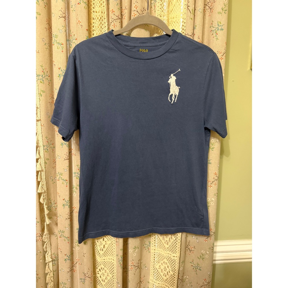 Polo Ralph Lauren Boys Big Pony T Shirt Navy Blue L 14 16